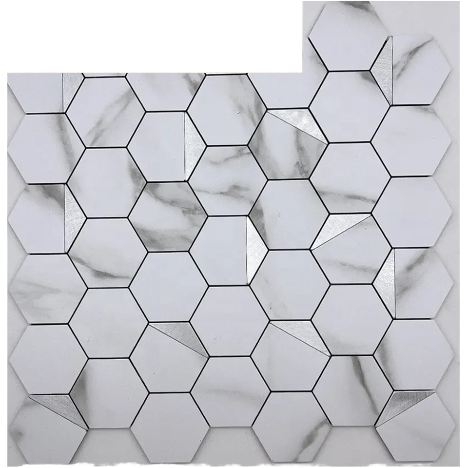 [DSC-2607-43596] Gạch Lục Giác Aluminum & PVC 6mm - Thiết Kế Châu Âu Hiện Đại