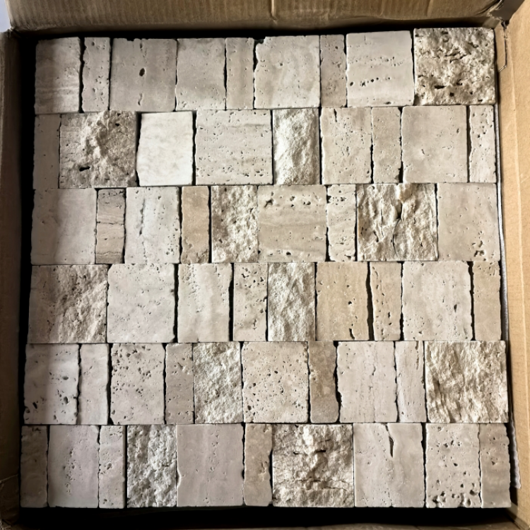 [DSC-2607-59978] Gạch Mosaic Travertine 3D Samistone - Tấm Ốp Tường Hiện Đại
