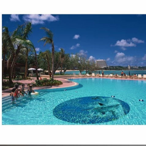 [DSC-2607-40418] Gạch Mosaic Thủy Tinh Hình Cá Heo Xanh Pool44 - Trang Trí Đáy Bể Bơi
