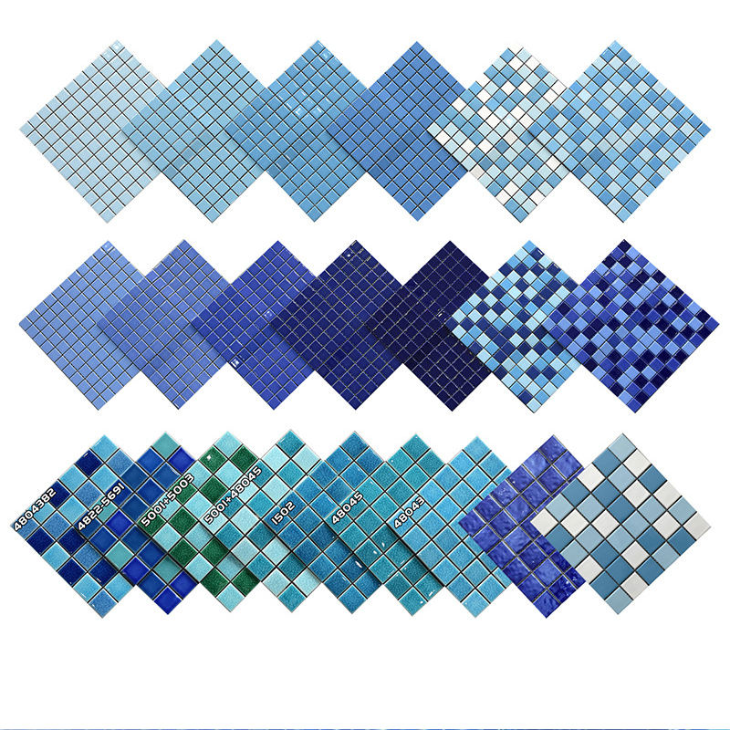 [DSC-2607-32477] Gạch Mosaic Bể Bơi TIANYE MP2 - Kính Vuông 4mm Màu Xanh Phong Cách Trung Hoa
