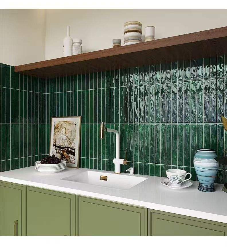 [DSC-2607-41730] Gạch Mosaic 3D Dán Tường Xanh Lá Chống Nước dqjc 603030 300x600mm