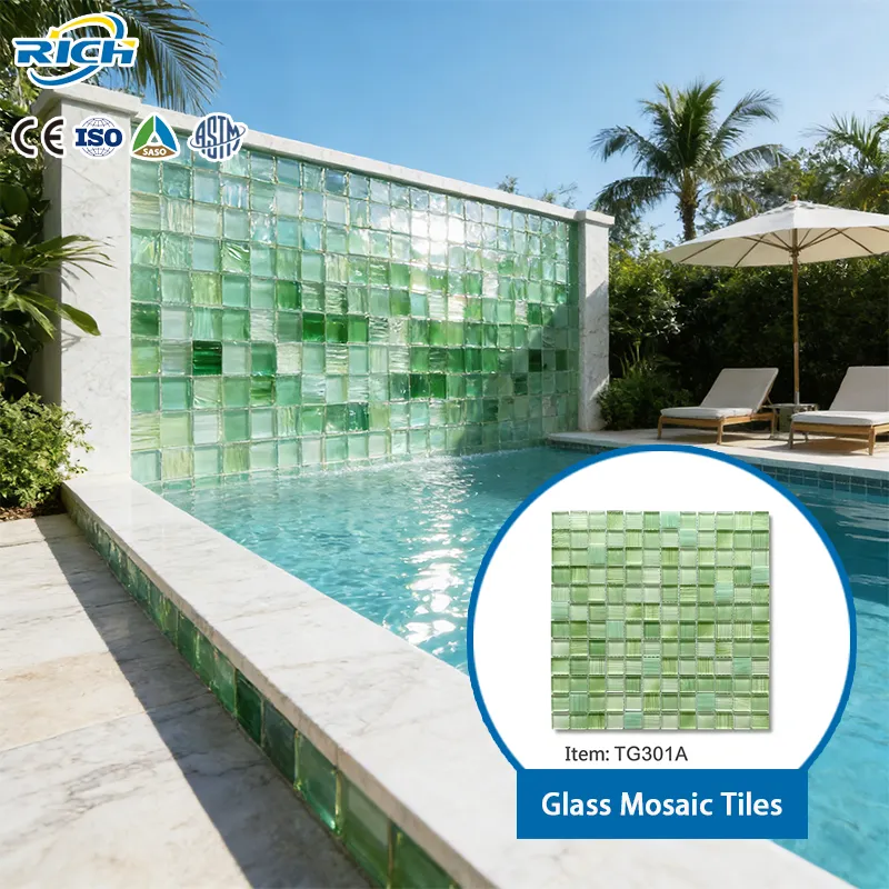 [DSC-2607-64107] Gạch mosaic kính RuiChi TG301A màu tùy chỉnh phong cách hiện đại