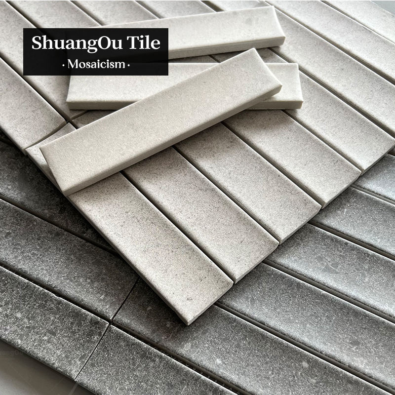 [DSC-2607-58948] Gạch Mosaic Shuangou IK33F982A - Gạch Ốp Tường Dải Cement Modern 32.5x145mm