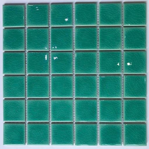 Gạch mosaic gốm men rạn 1 lớp 48x48mm màu xanh ngọc MHG 919