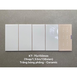 [0196-2] [0196-2] Gạch thẻ 75x150mm trắng bóng phẳng loại 1 mã 0196-2(STA75150)